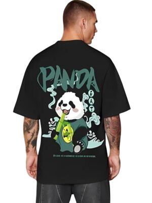 Back Printed PandaCool Half Sleeve Oversize Tshirt