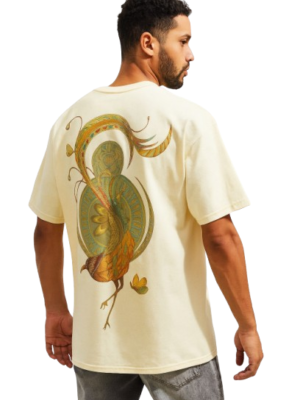 Golden Phoenix Oversized T-Shirt Beige | Premium Streetwear | HUN & PO