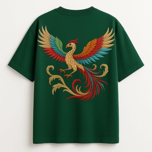 Phoenix Rebirth Oversized T-Shirt – Dark Green | Premium Streetwear | HUN & PO