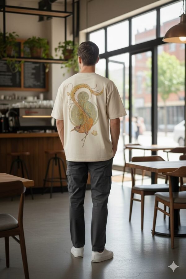 Golden Phoenix Oversized T-Shirt Beige | Premium Streetwear | HUN & PO