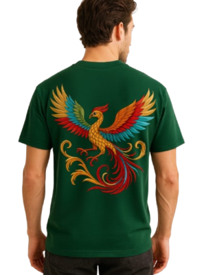 Phoenix Rebirth Oversized T-Shirt – Dark Green | Premium Streetwear | HUN & PO
