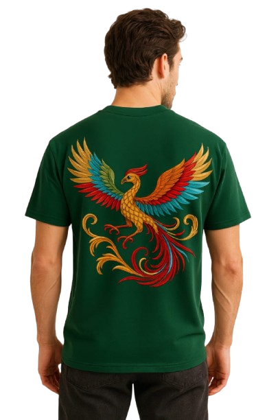 Phoenix Rebirth Oversized T-Shirt – Dark Green | Premium Streetwear | HUN & PO