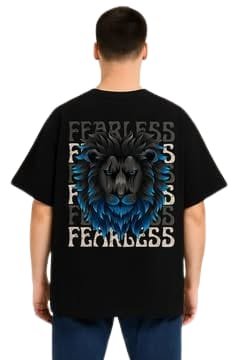 Fearless Lion Oversized T-Shirt - Black | Premium Streetwear | HUN & PO